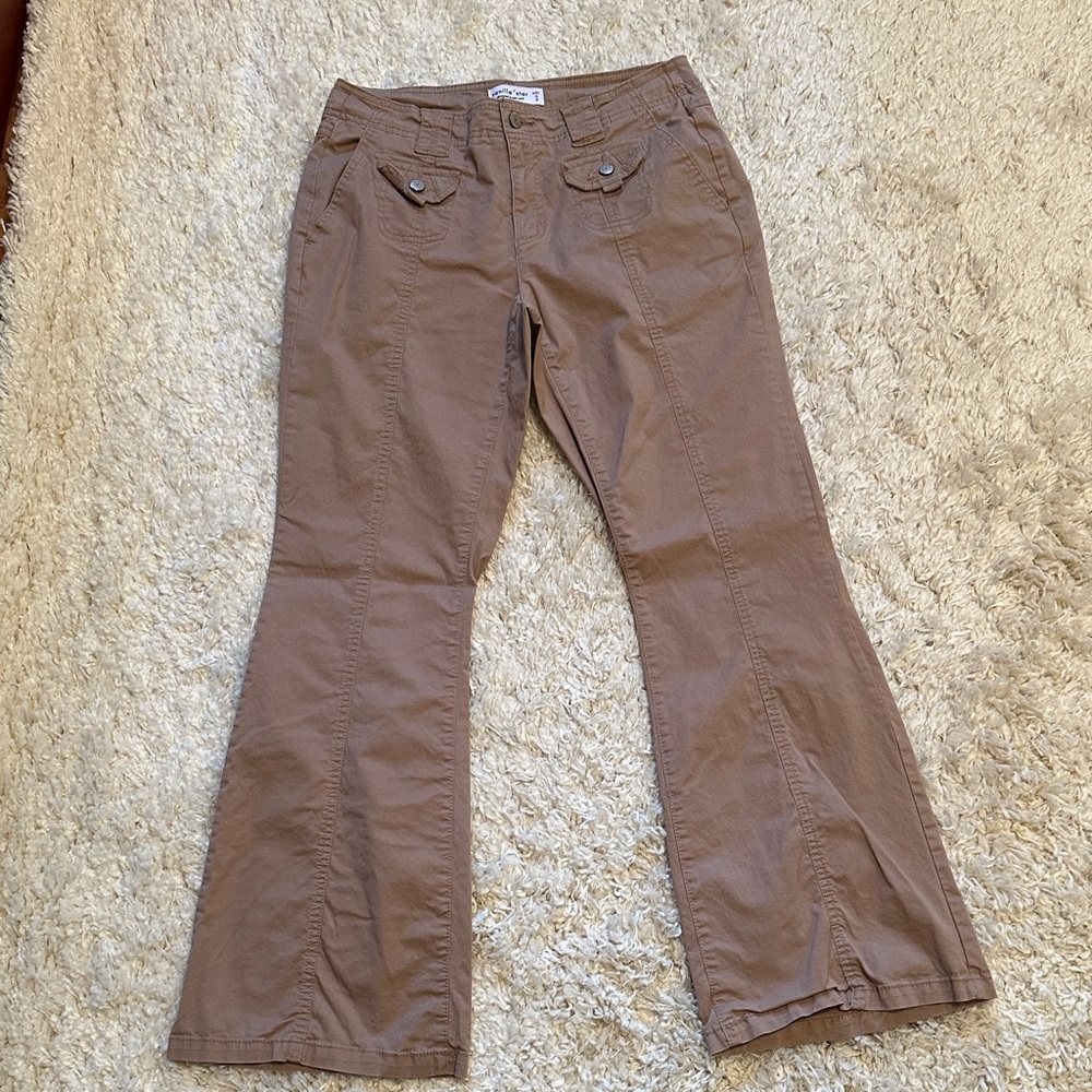 Vanilla Star Women's Khaki Flare Pants